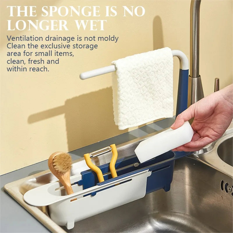 Telescopic Sink Shelf Organizer Soap Sponge Drain Rack Storage Basket Faucet Holder Adjustable Bathroom For Kitchen | Дом и сад
