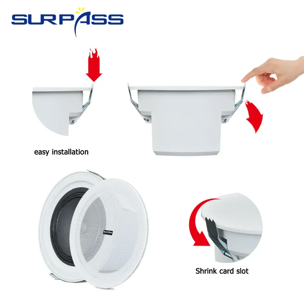 4.5inch 6W Marine Boat Waterproof IP44 Speakers Recessed Moisture Outdoor Loudspeaker Audio Sound System for Shower Bathroom SPA