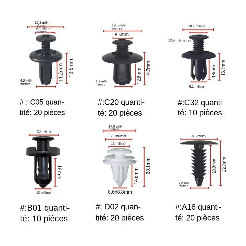 Car fastener clips 50-100PCS OPP bag mixed pack 6 kinds universal car buckle plastic fixed buckle expansion screw