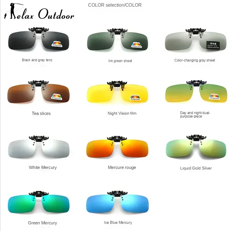 Polarized Sunglasses Night Vision Glasses Mirror Blue Flip Up Clip on Fishing Men Square Polarized Lens Metal Driving UV400 Women Glasses