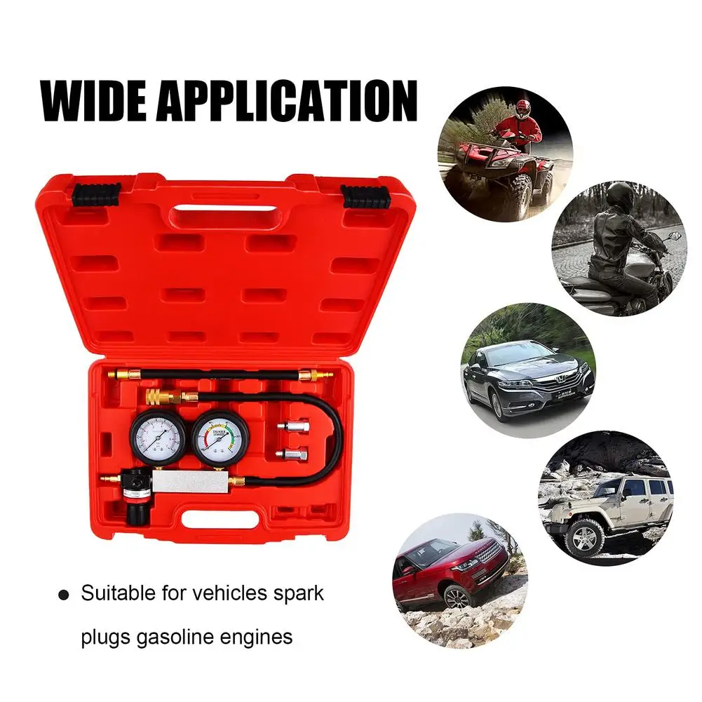 Cylinder Leak Tester Compression Leakage Detector TU-21 Double Gauge Petrol Engine Leakdown Detection Compression Test Tool