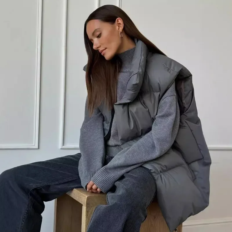Talenza Women's Cotton Vest Jacket New Sleeveless Sports Casual Solid Color Winter Warm Vest Jacket Vest Women's Cotton Jacket 3