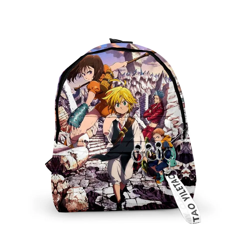 

Classic The Seven Deadly Sins Backpacks Boys/Girls pupil School Bags 3D Print Keychains Oxford Waterproof Humor Small Backpacks