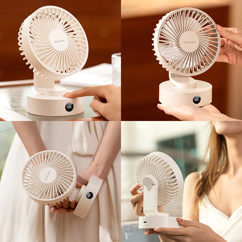 Portable Mini Desktop Fan Silent High Wind Power Cordless Rechargeable Fan 5 Speed Cooler Small Fan for Students Office Gifts