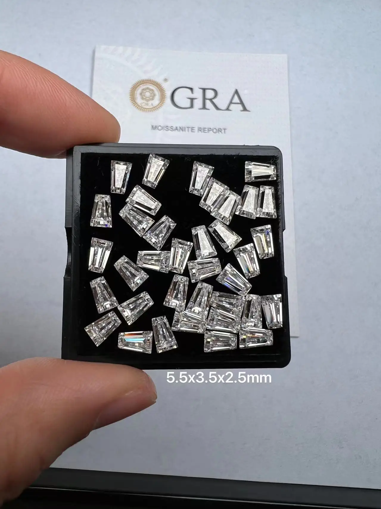 HMJ Lose Moissanit Trapez Step Cut D Farbe VVS1 Ausgezeichneter Diamant für individuelle Klarheit Verlobungsschmuckherstellung mit GRA – Detail 6