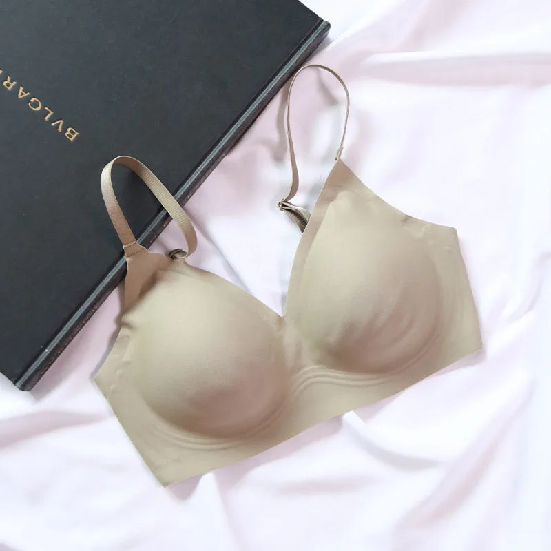 Women Underwear Sports Yoga Not Trace 3/4 Cup Bra Comfort Fabric Skin Friendly Mulberry Silk Simple Bralette Intimate Brassiere