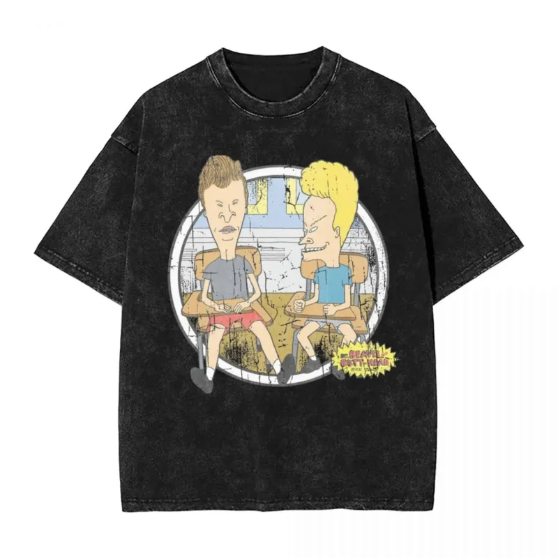 

Мужская/женская футболка с коротким рукавом Beavis, футболка в стиле хип-хоп с эффектом потертости, футболка в стиле Харадзюку, топы для улицы, футболки с принтом