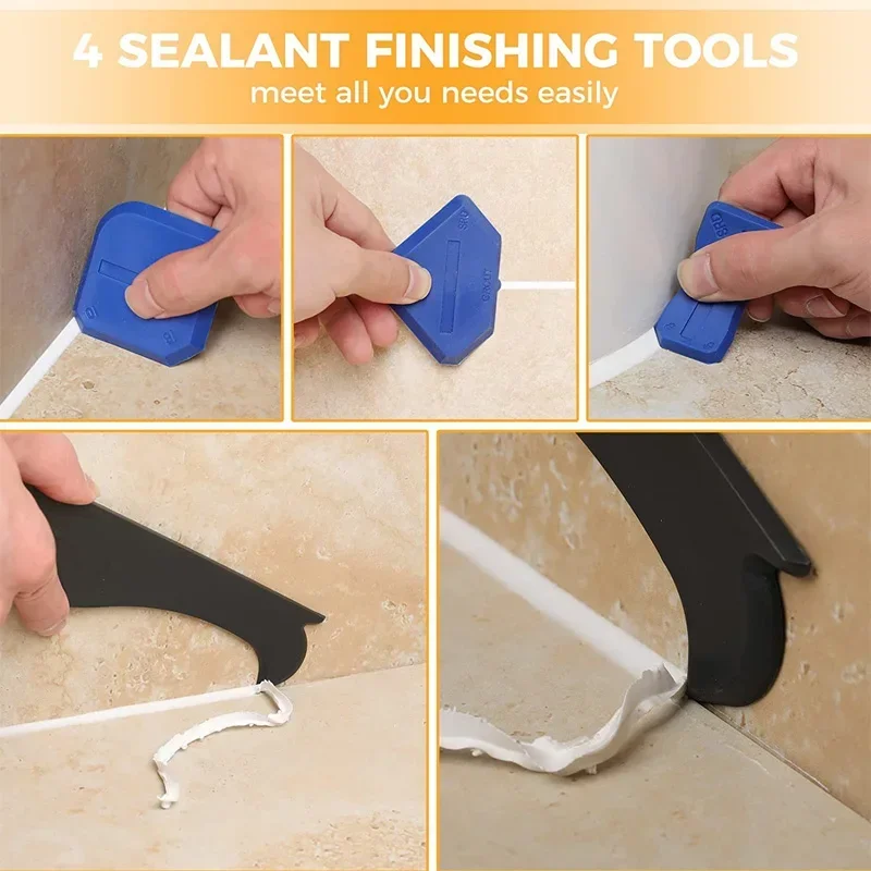 5 In 1 Silicone Scraper Sealant Smooth Remover Tool Set Caulking Finisher Smooth Grout Kit Floor Mould Removal Hand Tools Set