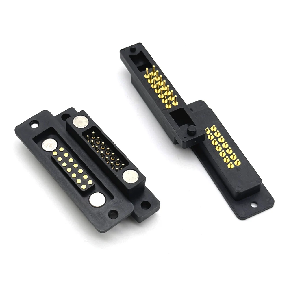 1 세트 2A 2Pin DC 마그네틱 포고 핀 커넥터 14Pin 포고핀 남성 여성 스프링 장착 DC 전원 소켓 피치 2.54mm