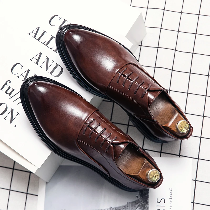Business Formal Men's Casual Oxford Pointed Office Wedding Shoes mens brogue shoes