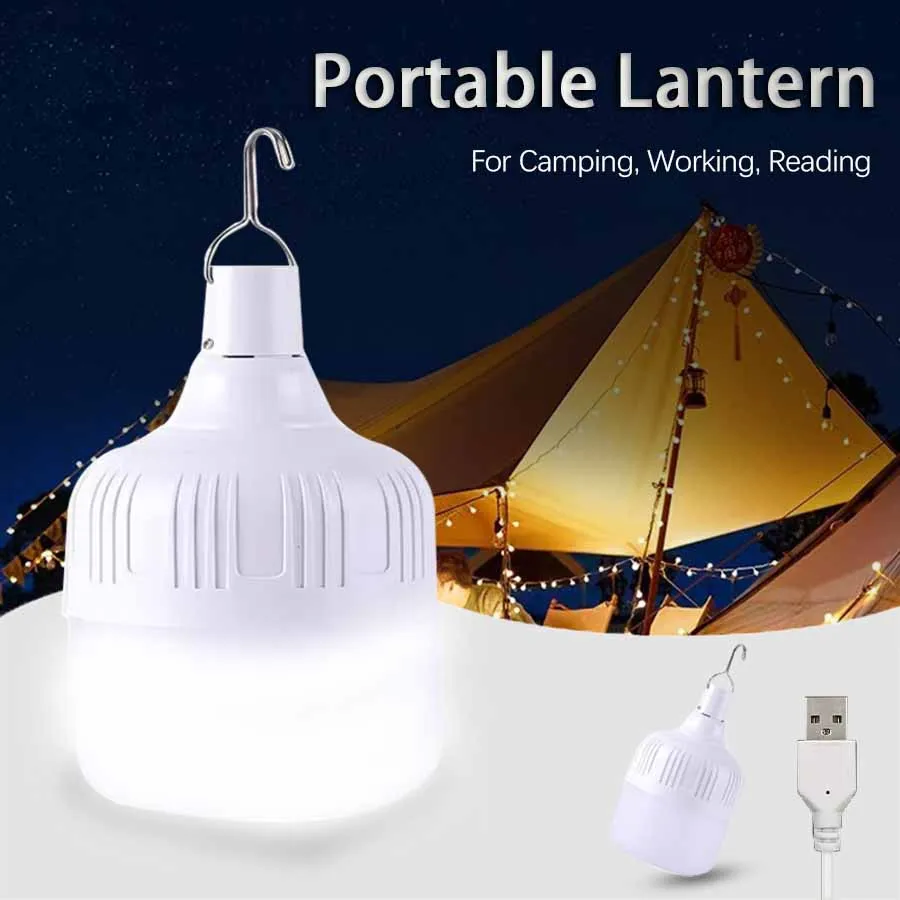 LED 전구 실내 대형 비상 조명, USB 충전식 야간 조명, 캠핑 야외 모험 휴대용 랜턴, 3 단 디밍
