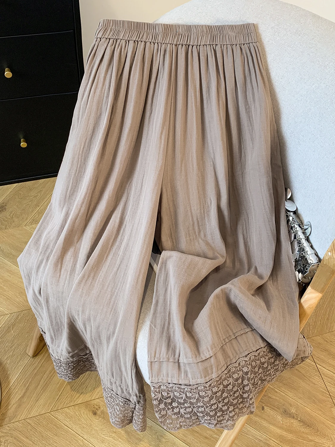 Comfortable Casual Cotton Blend Wide Leg Pants Women's Elastic Waist Floral  Pants Summer 2025 New Sle Versatile  ...