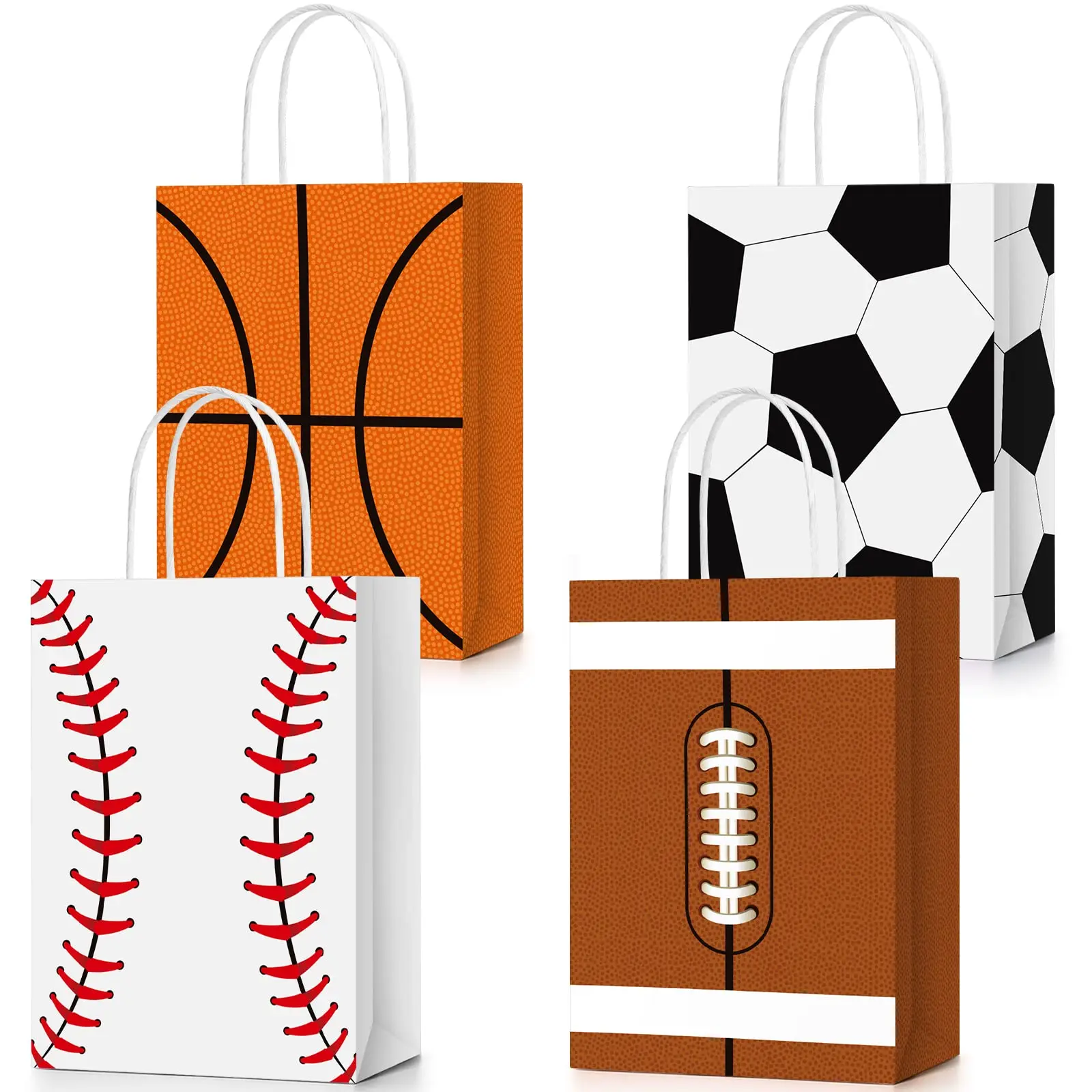 30 Sacchetti Regalo Calcio Per Compleanno – Borse Di Plastica Con Manici, Tema Sport, 17x25 Cm, Per Caramelle E Regalini