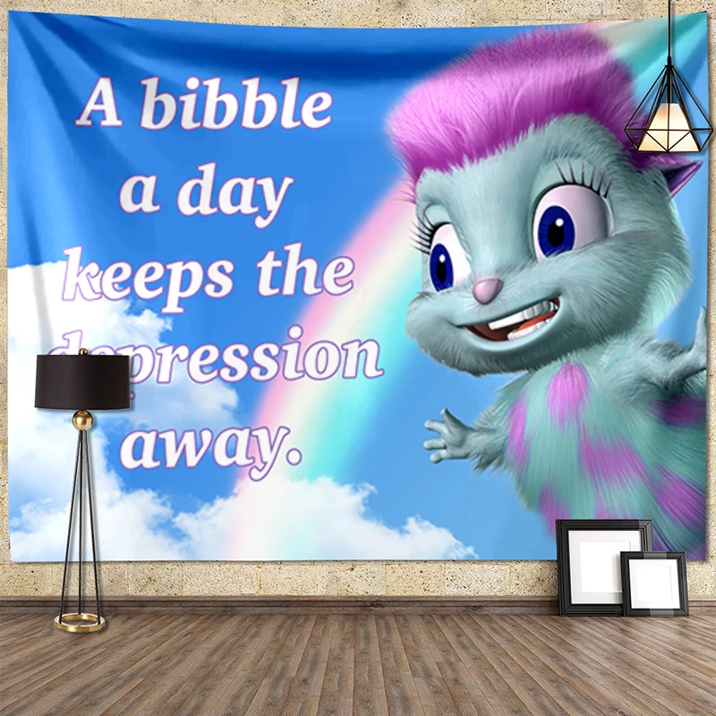 Pattern Wall Covering Bibble Meme Says Funny Tapestry Fabric Cartoon Fantasy Blanket Bedroom Decor Background Cloth Carpet Mats