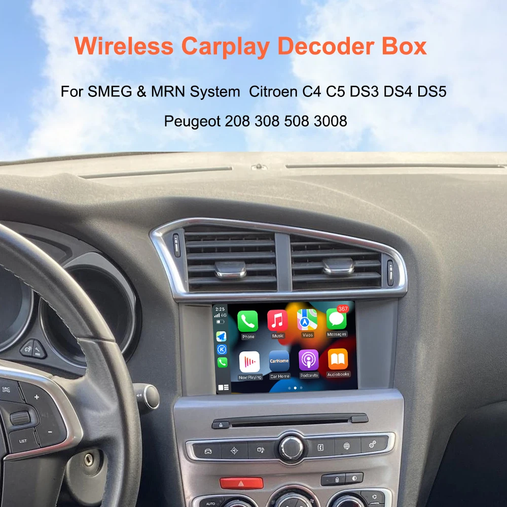 Bonroad Wireless Carplay Modul für Peugeot Citroen SMEG SMEG+ Picasso C4 C5 DS4 DS3 308 508 208 3008 Android Auto Interface – Detail 1