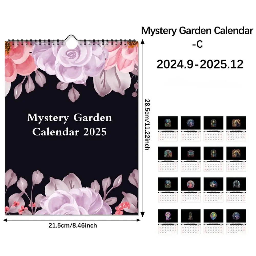 18개월 2025년 벽걸이 달력 다크 포레스트 2024-2025 영어 벽걸이 달력 플래너 노트 달력 플래너