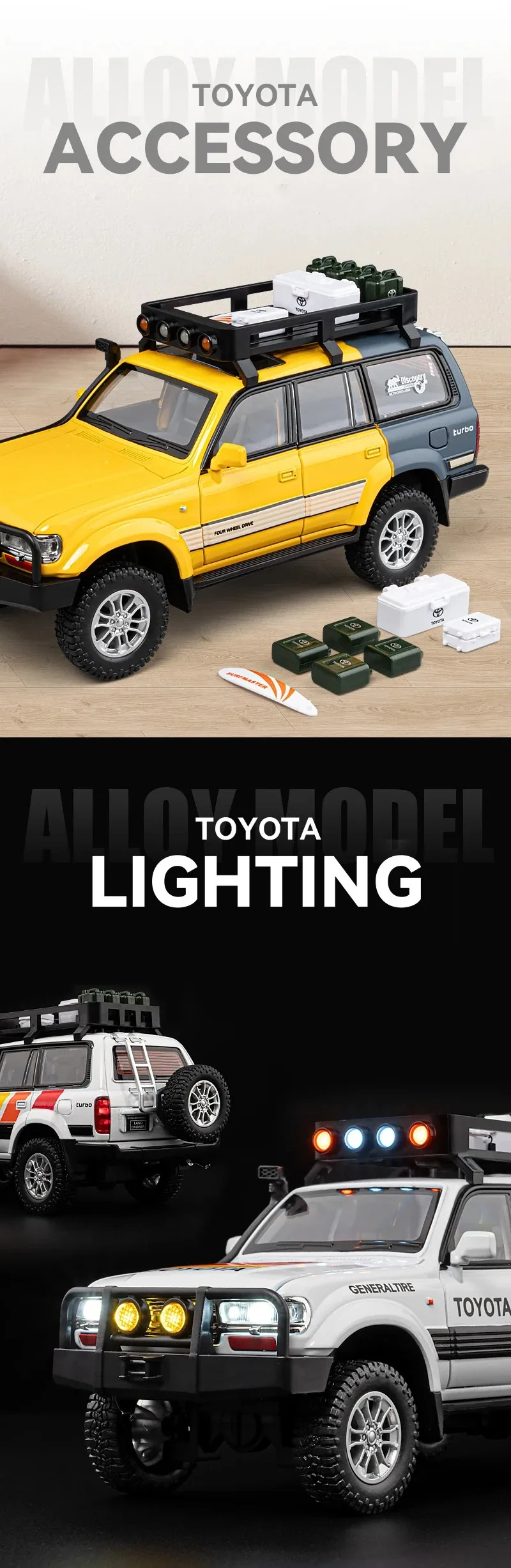 1:24 Toyota Land Cruiser Lc80 Suv Alloy Miniature Car Diecast Metal Scale Car Model Sound＆Light Children Toy Collection Vehicle