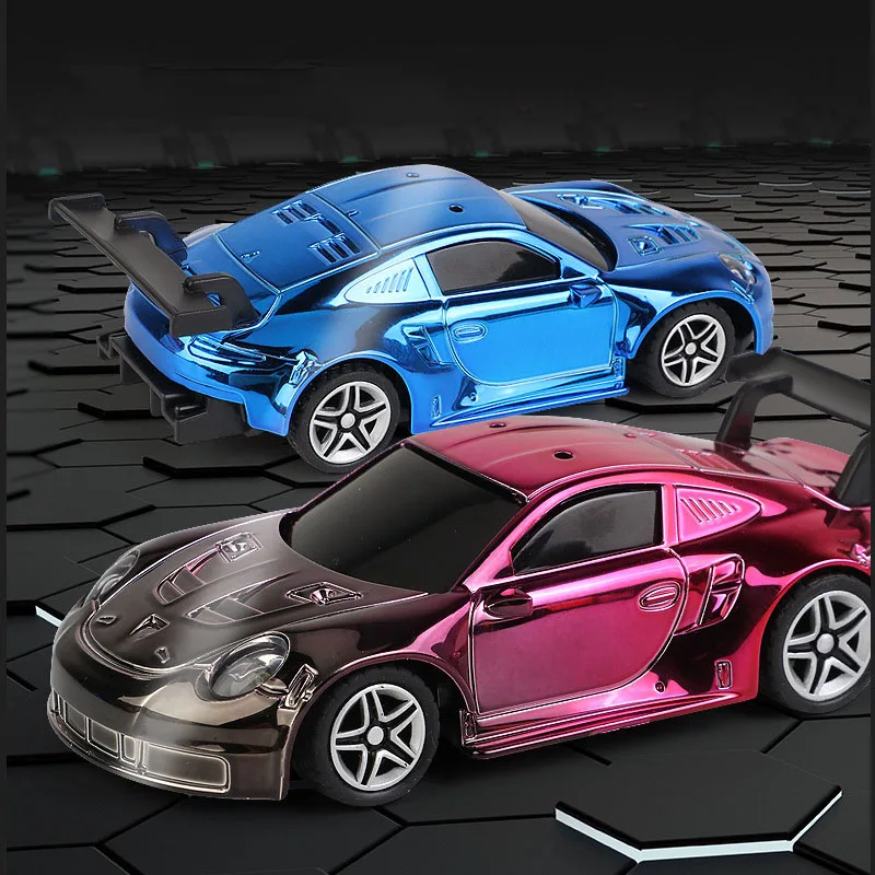 1:43 Mini Size RC Car Gold Plated With Lights 2.4G Radio Remote Control Racing Cars Model USB Charging Boys Toys For Children 5
