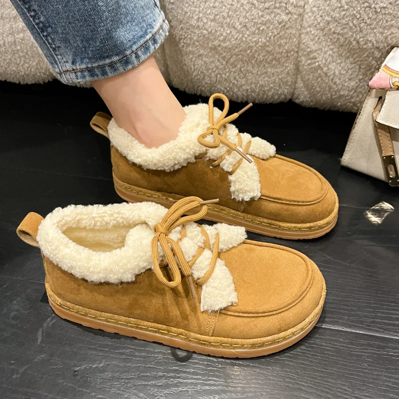 

Women Snow Boots 2022 New Fashion Ankle Boots Women Comfortable Fashion Boots Women Lace Up Women Flat Shoes Zapatos Mujer