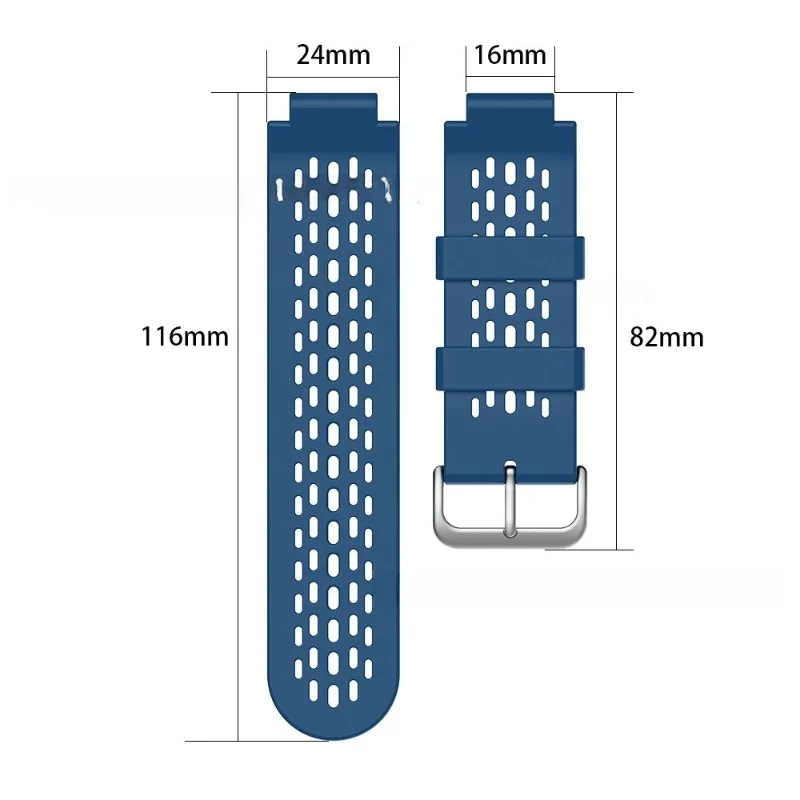 Breathable Sport Silicone Replacement Watch Band, 24mm