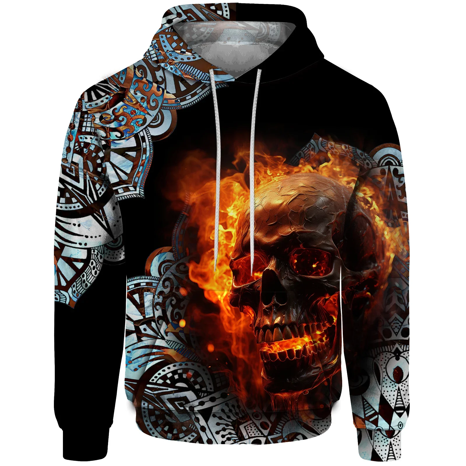 thumbnail image 1 of Sudadera con capucha holgada para hombre, sudadera con estampado de calavera retro para hombre, ropa gótica informal con capucha para hombre, ropa Y2K, 1 of 5