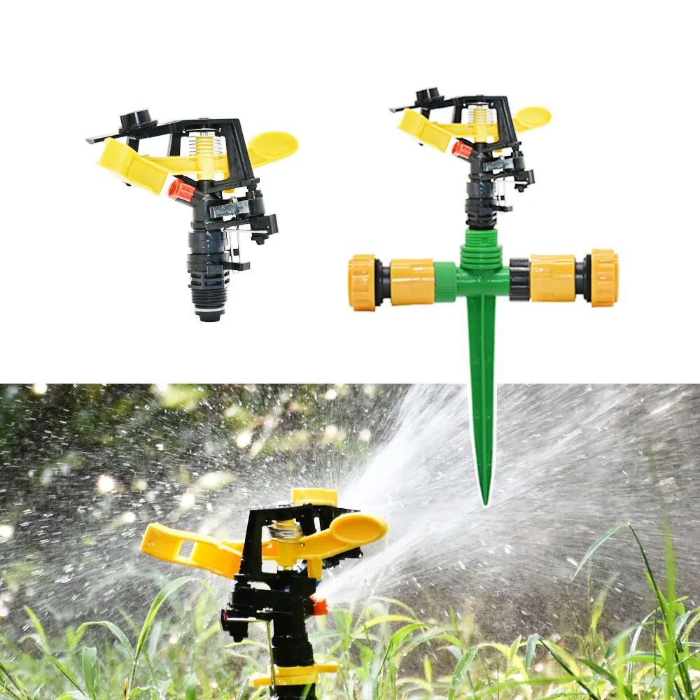 Adjustable Garden Irrigation Lawn Jet Sprinkler Rotating Sprinkler Rocker Nozzles With Holder