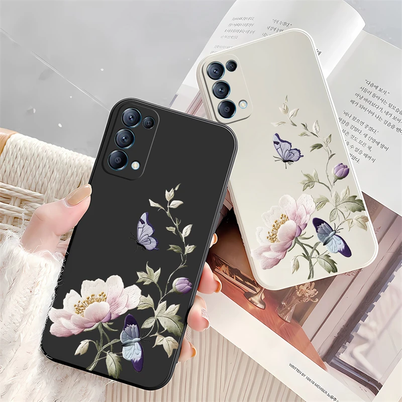 Purple Butterfly Flowers Shockproof Silicone Phone Case - Soft Bumper Back Cover