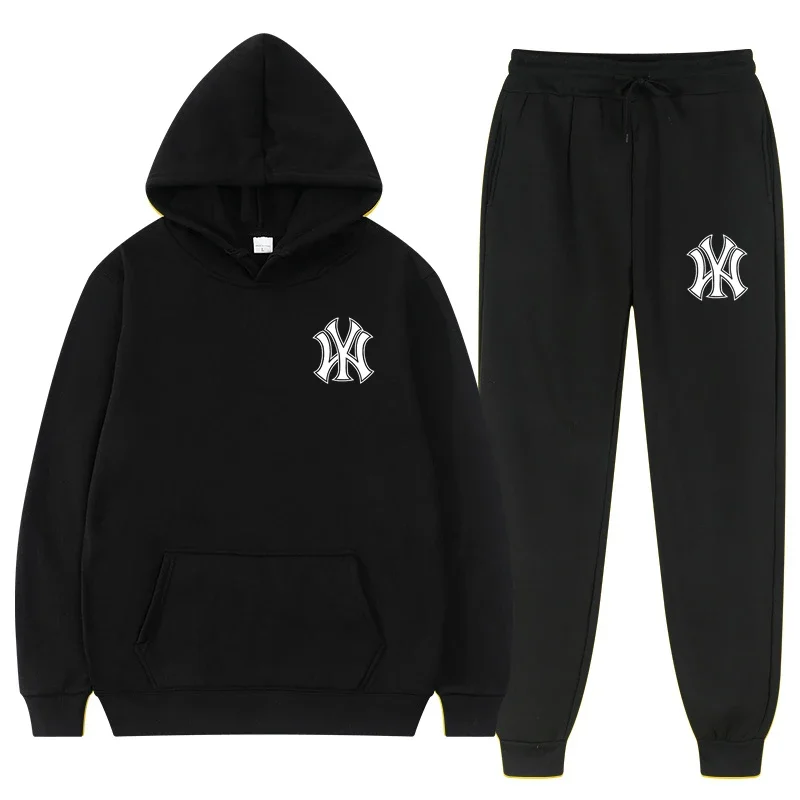 

2 Pieces Sets Tracksuit Hooded Sweatshirt +Drawstring Pants Male Sport Hoodies Running Sportswear Men Women Brand Autumn Winter