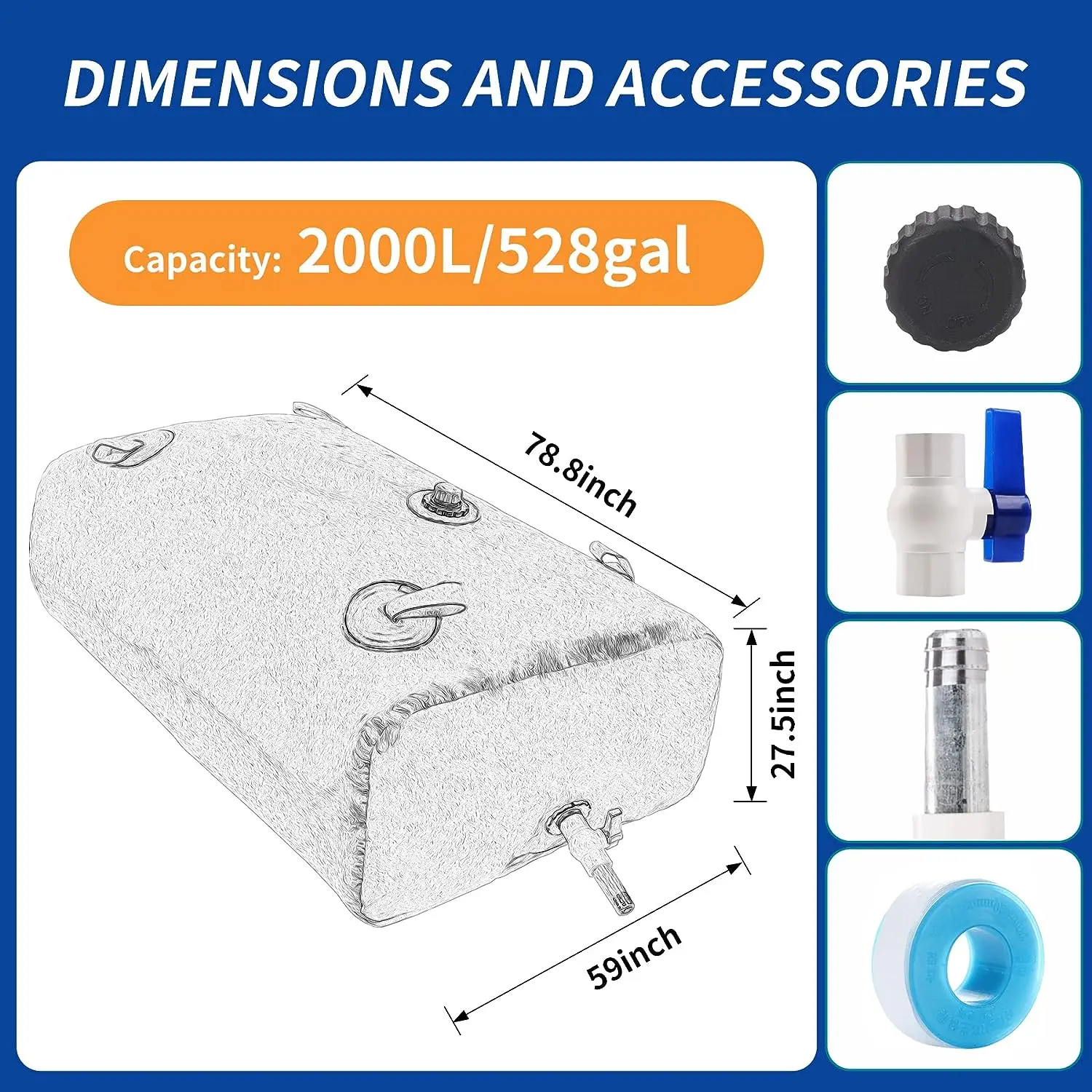 

2000 L/528 Gallon Storage Container Foldable Portable Large Capacity Soft Water Bag Anti-Dry Emergency Can Be Customized