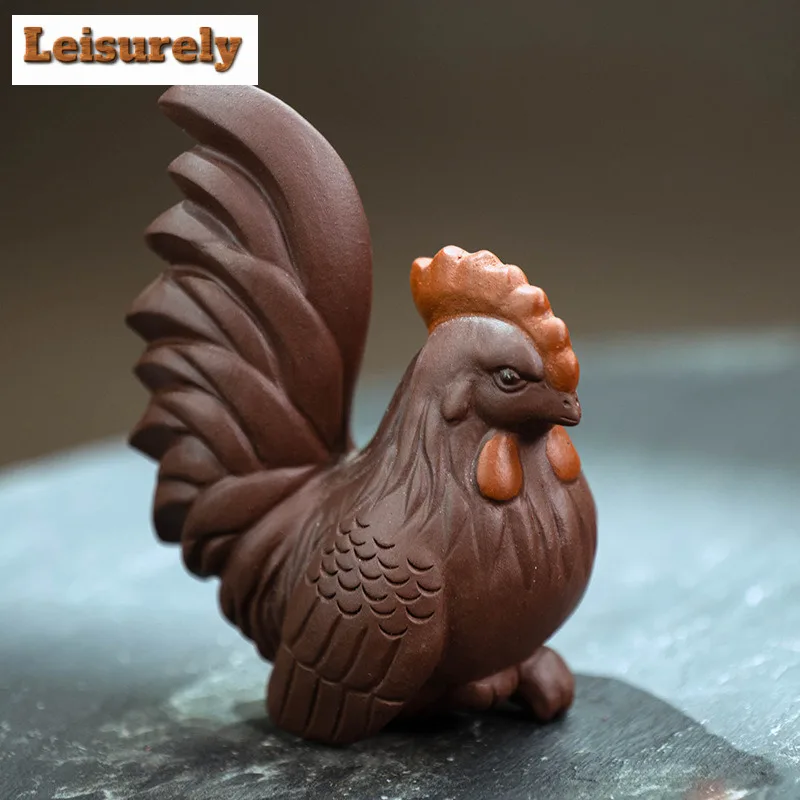 Yixing Zisha Zodiac Rooster Good Luck And Prosperity Tea Pet Ancient Lucky Model Tea Figurine Play Toys Tea Statue Ornaments