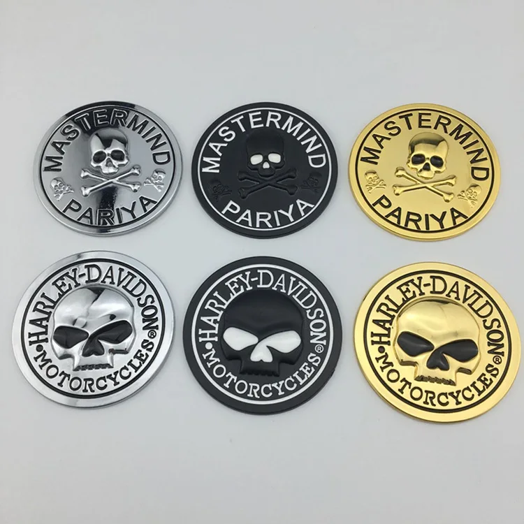 

3D Car Personality Metal Skull Logo Refitted For Harley Motorcycles Car Body Sticker The Tail Logo Machine Head Rear Side Logo