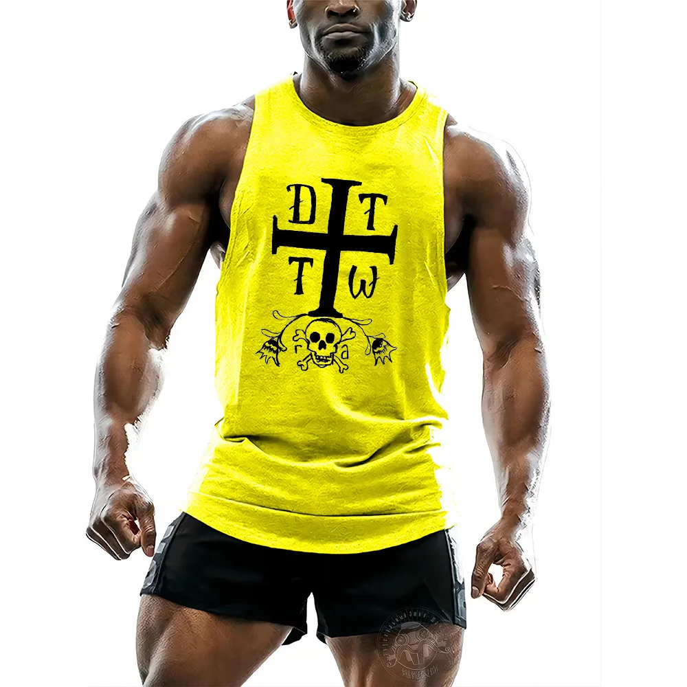 Summer Short sleeve top Sport Style Men's Fashion Casual Fun Crow 2D Cross Print y2k Adult Sportswear rsleeveless vest tops