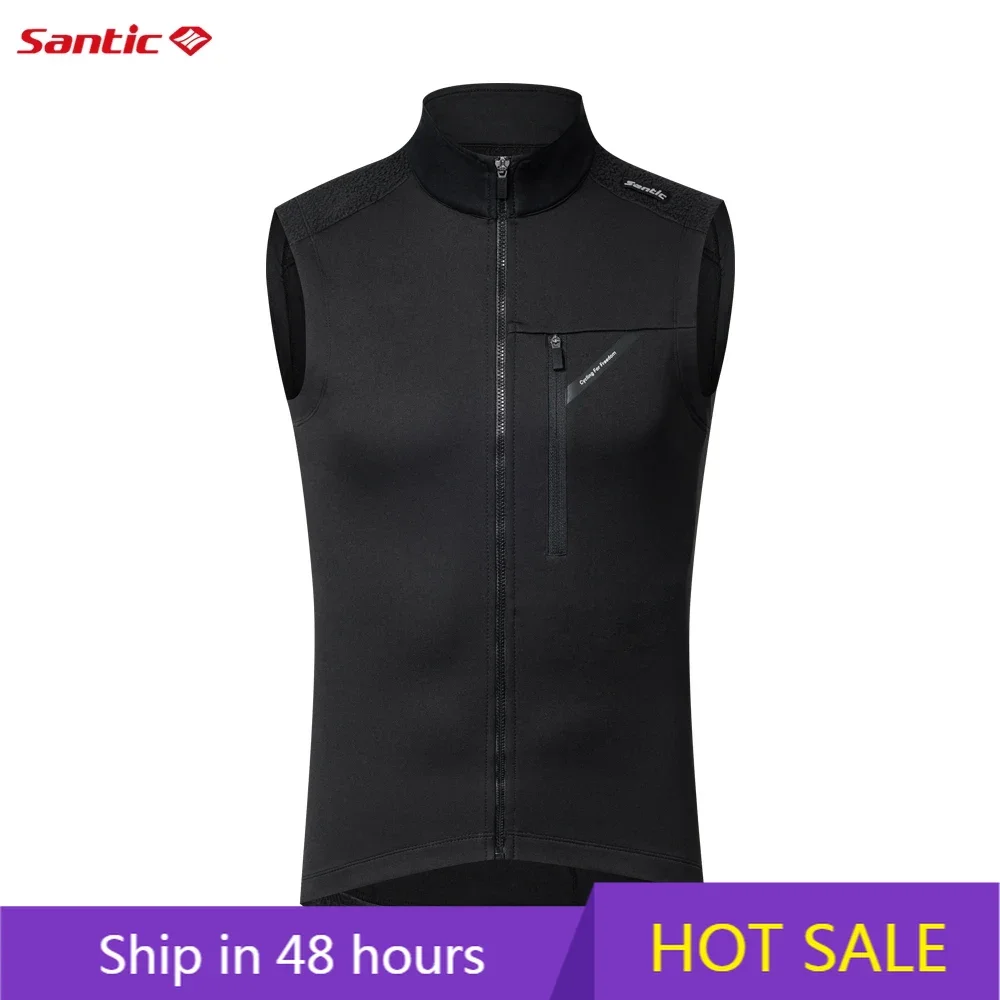 

Santic мужские жилеты для велоспорта теплые зимние ветрозащитные плюшевые жилеты дорожные велосипедные Теплые Топы Светоотражающие дышащие