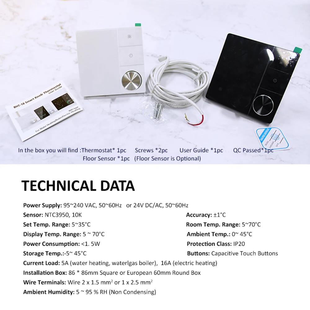 Matter Tuya WiFi Smart Thermostat Electric Heating Controller for Commercial Use