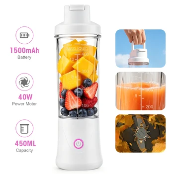 Portable Fruit Juicer Mini Blender 450ML Electric Juice Cup 12 Blades Rechargeable Blender For Shakes And Smoothies Ice Crusher 1