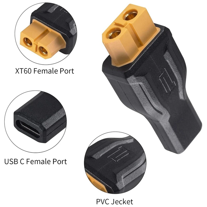 2PCS USB C To XT60 Adapter Type-C To XT60 Female 100W 20V/5A Charging Connector for RC Model Energy Storage Power lithium battery