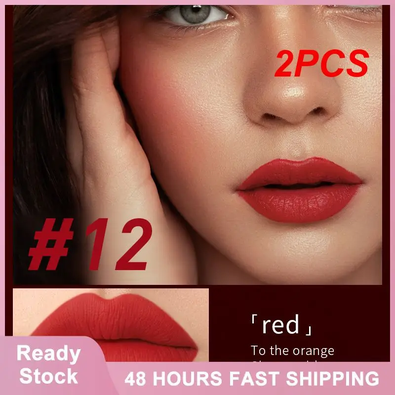 

2PCS Matte Non-sticky Formula Lip Tint Hydrating Cosmetic Makeup Set Red Lipstick Innovative Waterproof 12 Colors Lipstick