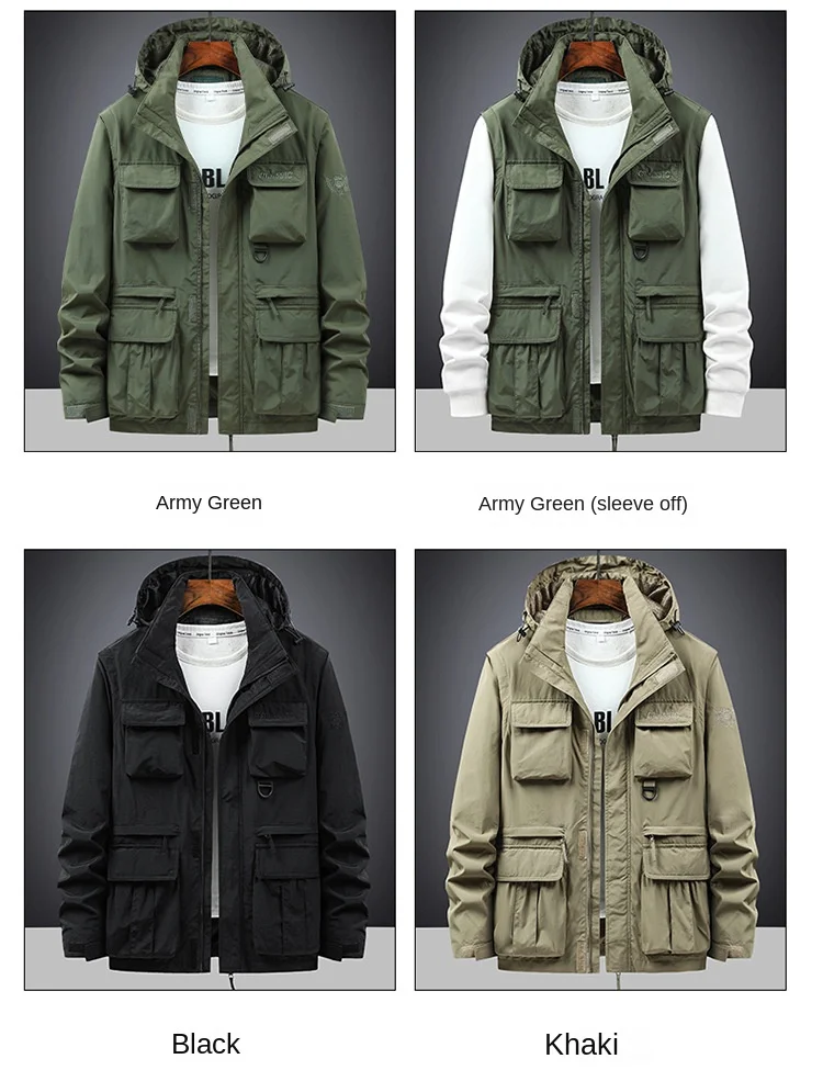 Giacca A Vento Uomo Leggera Militare - Con Multiple Tasche, Stile Casual E Sportivo - Foto 9