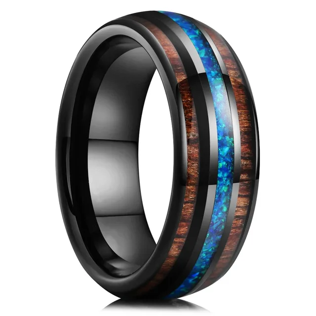 Bagues en titane et acier pour hommes, couleur violette, incrustation de coquille d'ormeau colorée, anneaux en acier inoxydable pour hommes, bijoux de mariage