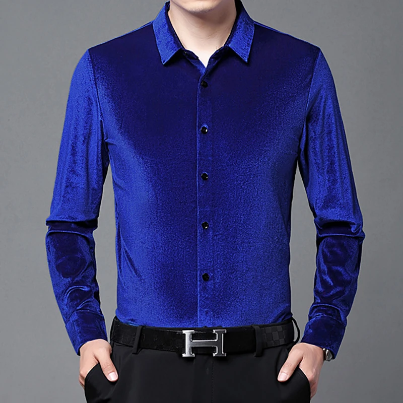 Men's Velvet Long Sleeve Shirt