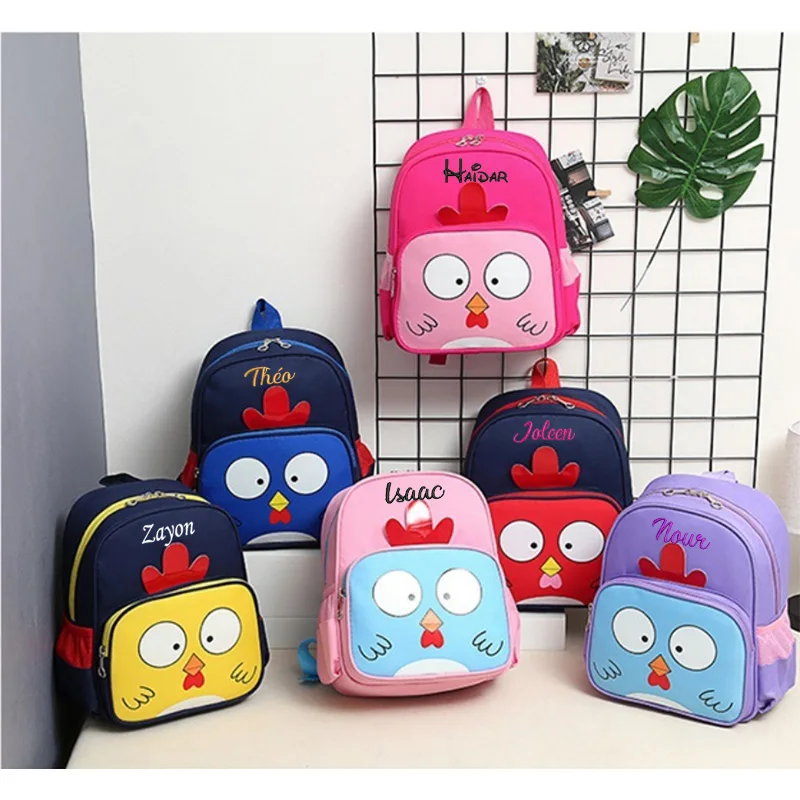 

Personalized Name Chicken Schoolbag for Boys and Girls Animal Backpack for Baby School Gift Backpack Customization