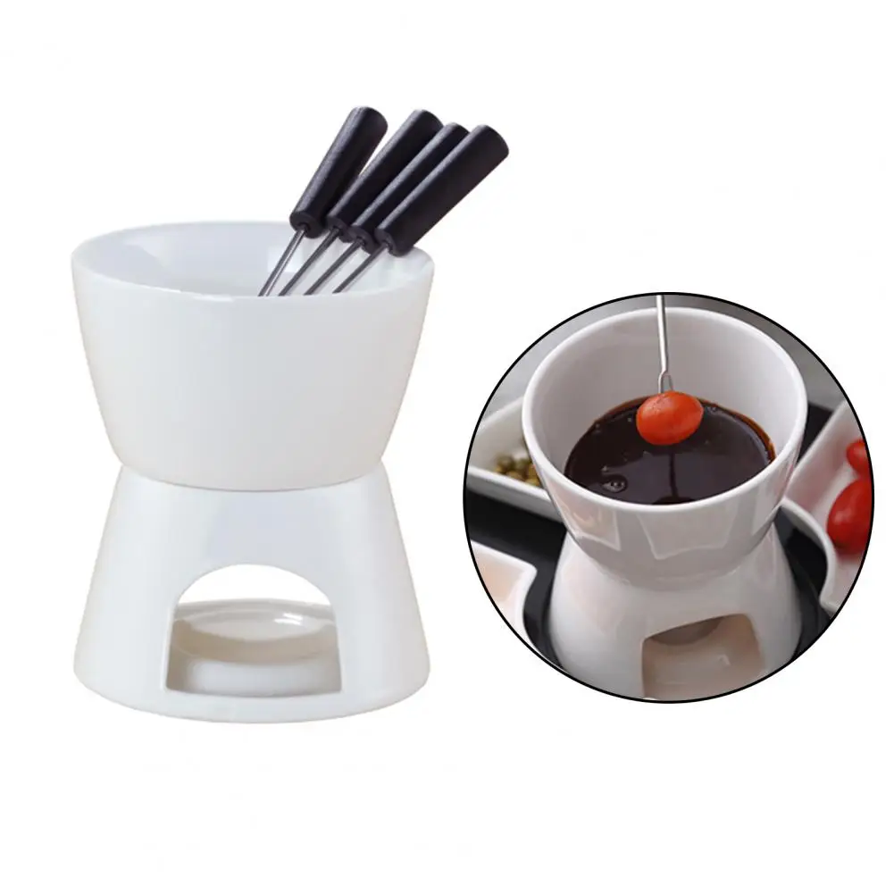 Chocolate Fondue Set Elegant Ceramic Fondue Butter Warmer Set for Chocolate Cheese Caramel High-temperature