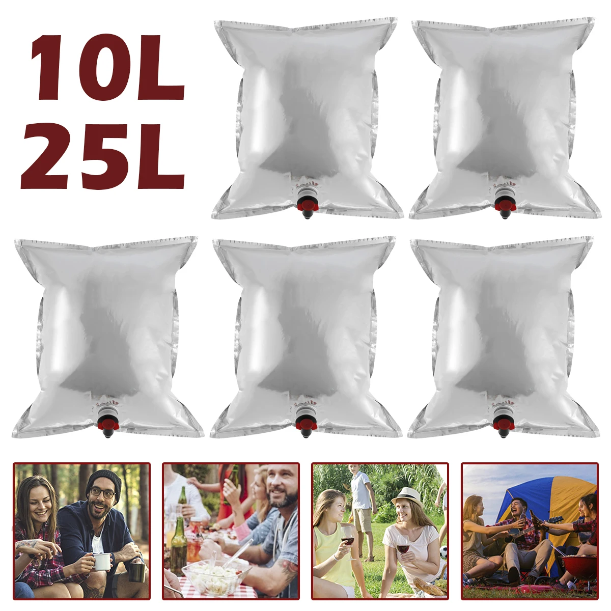 

Складные сумки для воды, 10 л, 25 л, многоразовые, светонепроницаемые, 5 шт.