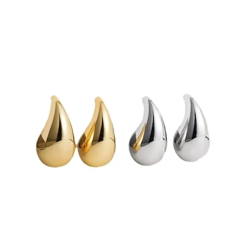 Women Stud Earrings Light Weight CCB Gold Plated Water Drop Statement Chunky Dome Teardrop