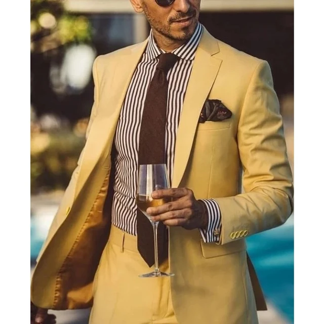 Men's 2 Piece Suit Mustard Slim Fit Suit Wedding Outfit Formal Suit Dinner  Suit Bespoke Tailoring