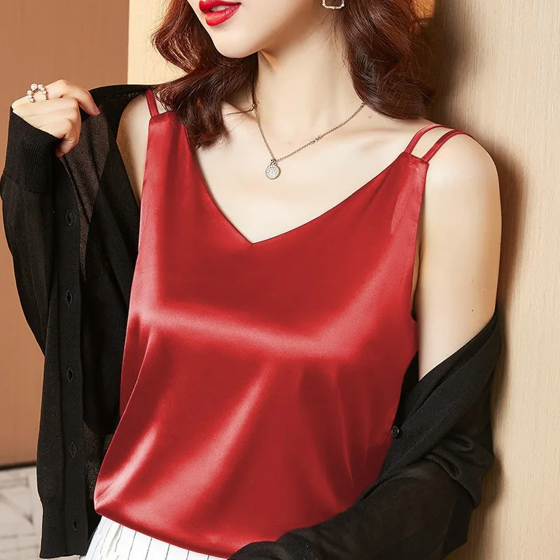 Ice silk Women Summer Tanks Camis Vest Fashion Casual Sleeveless Ladies Street Tanks Tops Tees Hotsweet B3169