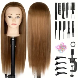 Professional Cosmetology Practice Mannequin Head with Hair for Makeup and Hairdressing (Gold)