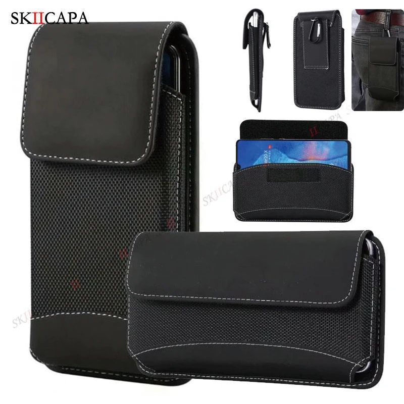 Oxford Cloth Phone Pouch with Belt Clip - Universal Holster Waist Bag