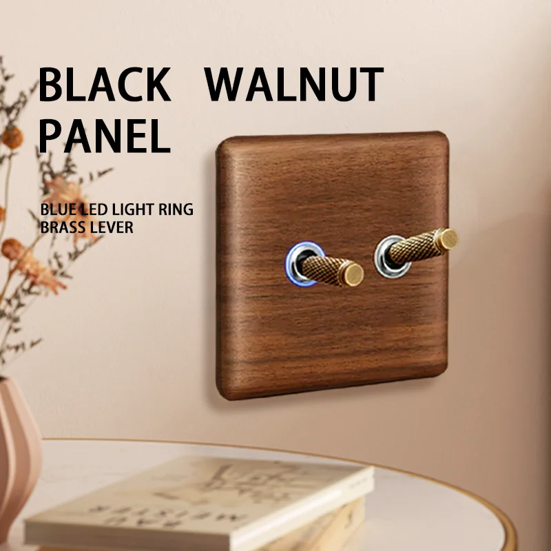 Wall-Light-Switch-with-Led-Indicator-Light-Wood-Toggle-Switch-and ...