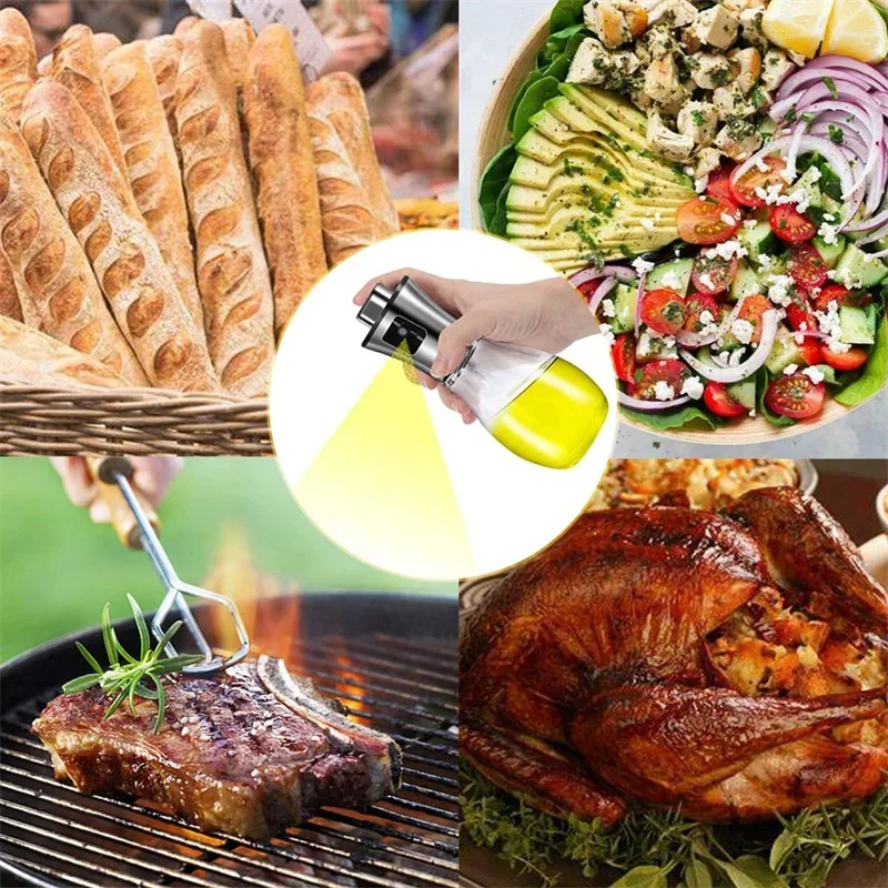 Oil Sprayer bottle 200ml Cooking Stainless steel Funnelincluded Olive Oil Dispenser for Air Fryer Salad Frying BBQ
